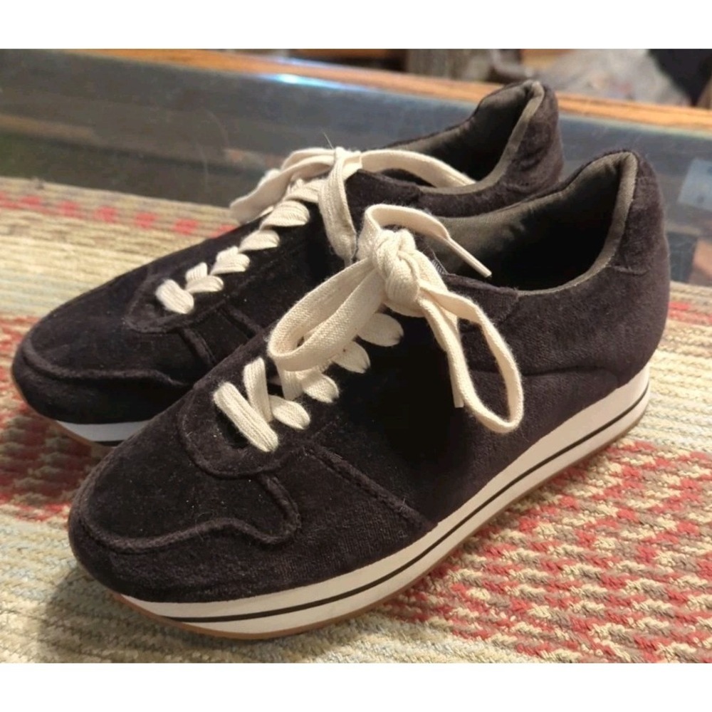 Zara Dark Brown Velvet Chunky Platform Sneakers Women's Size 36 (US - 6) Shoes
